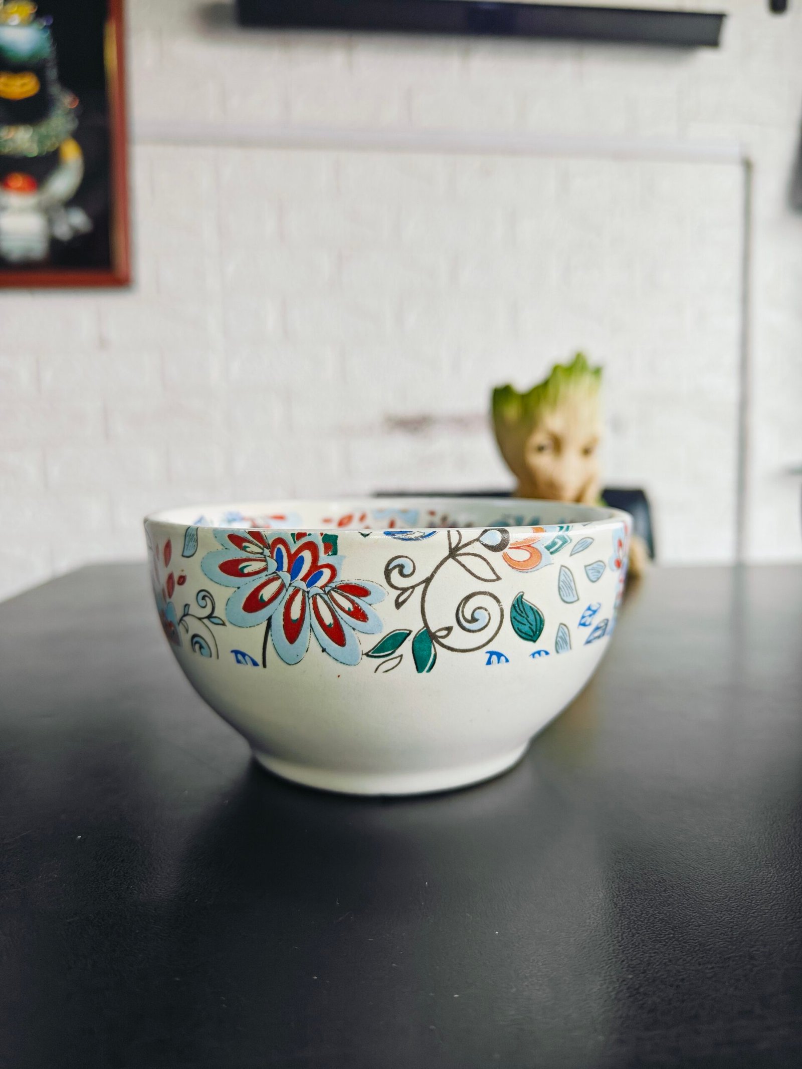 Ceramic Bowl : White with floral print