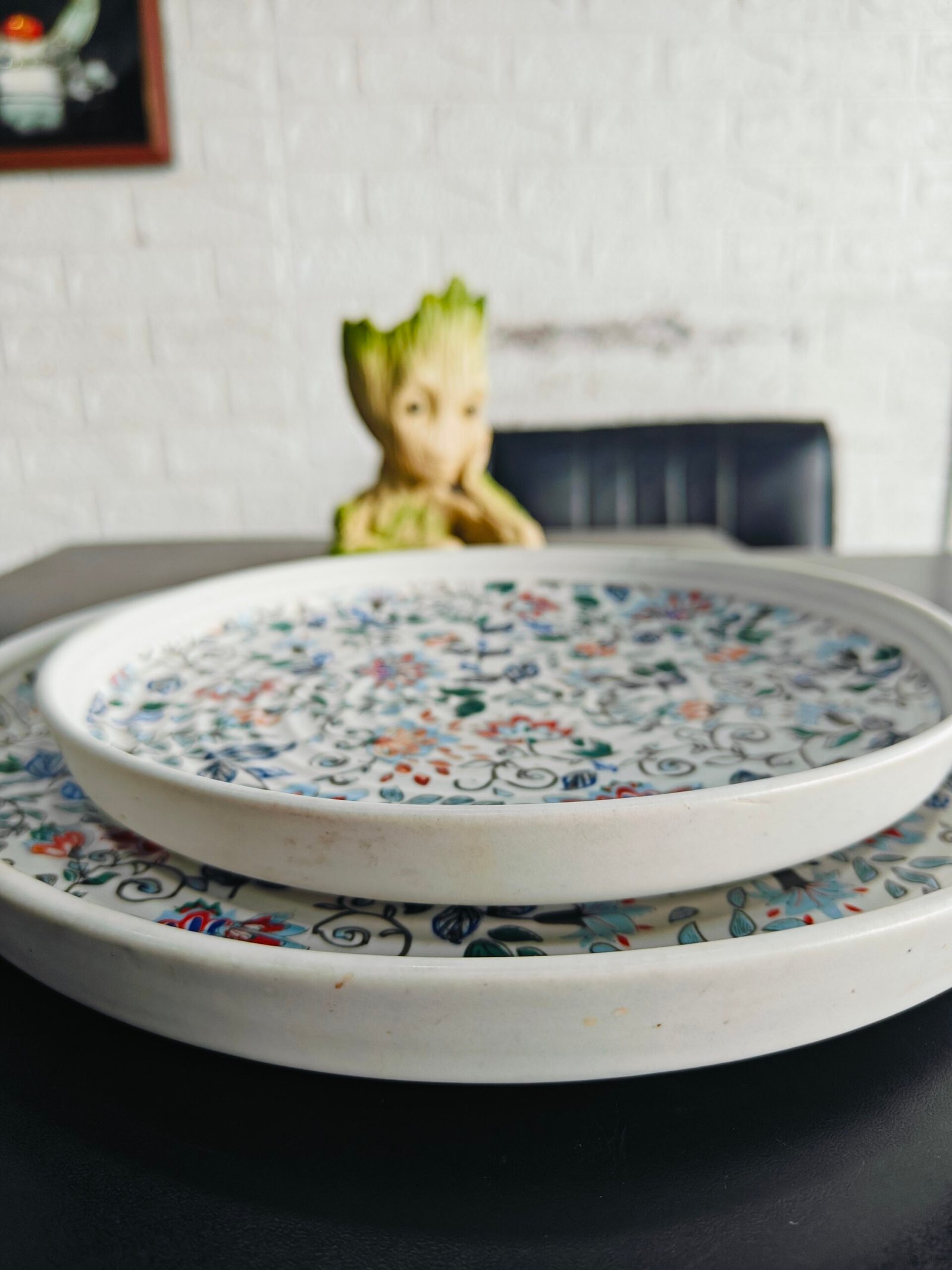 Ceramic Flat Plate Set : Floral Print