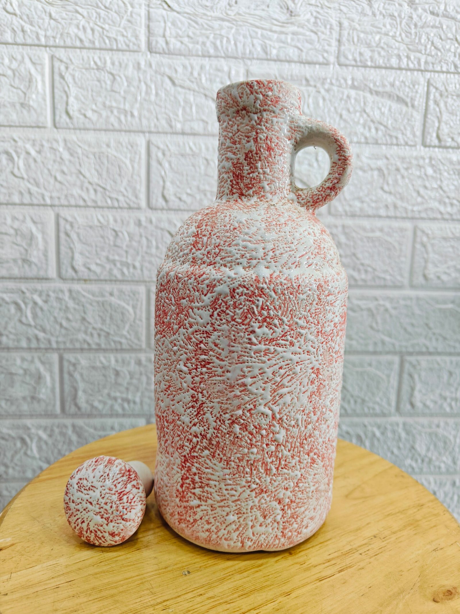 Pink and White Ceramic Oil Dispenser
