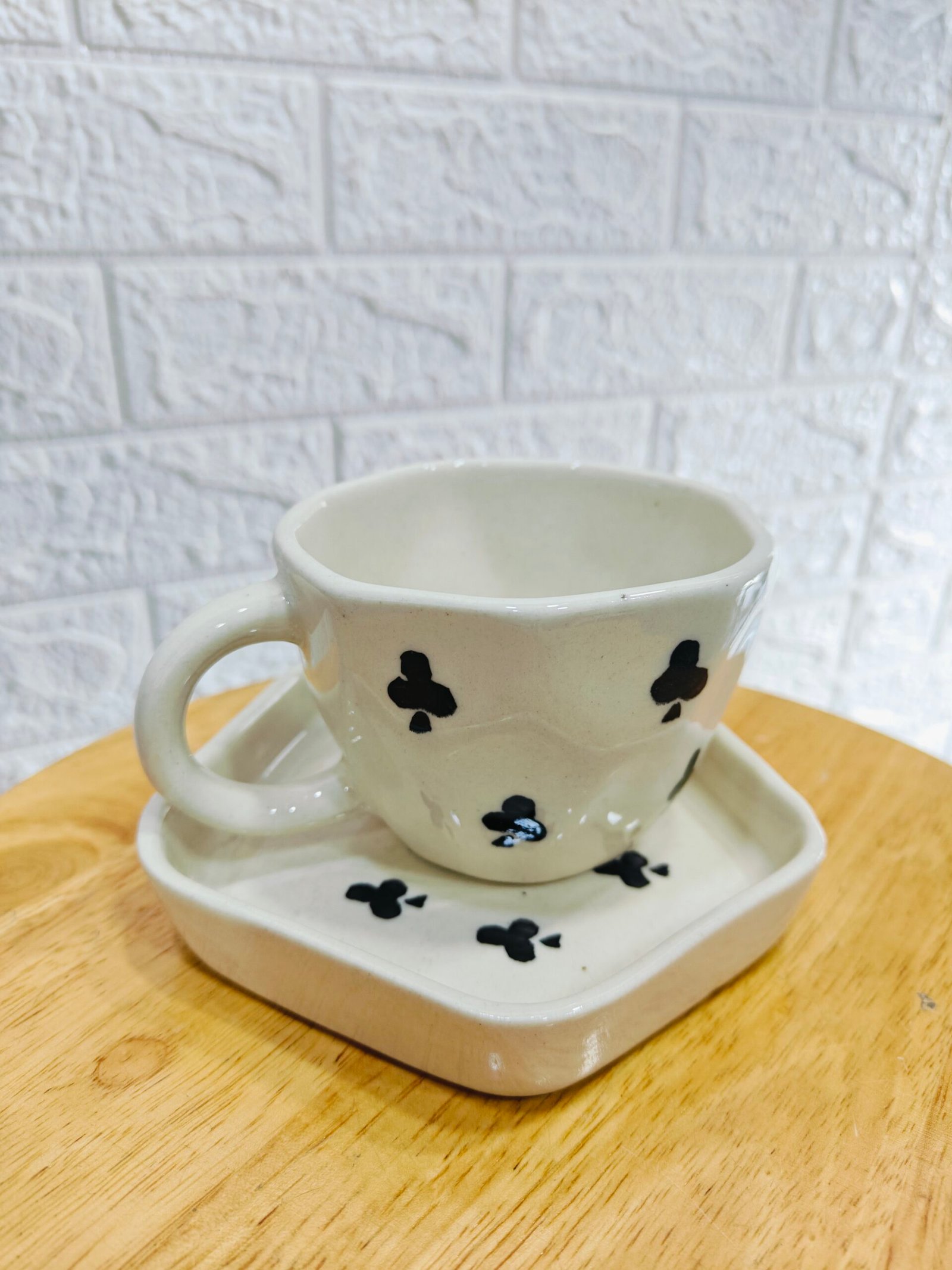 Ceramic Mug  with Saucer: Club Print(200ml)