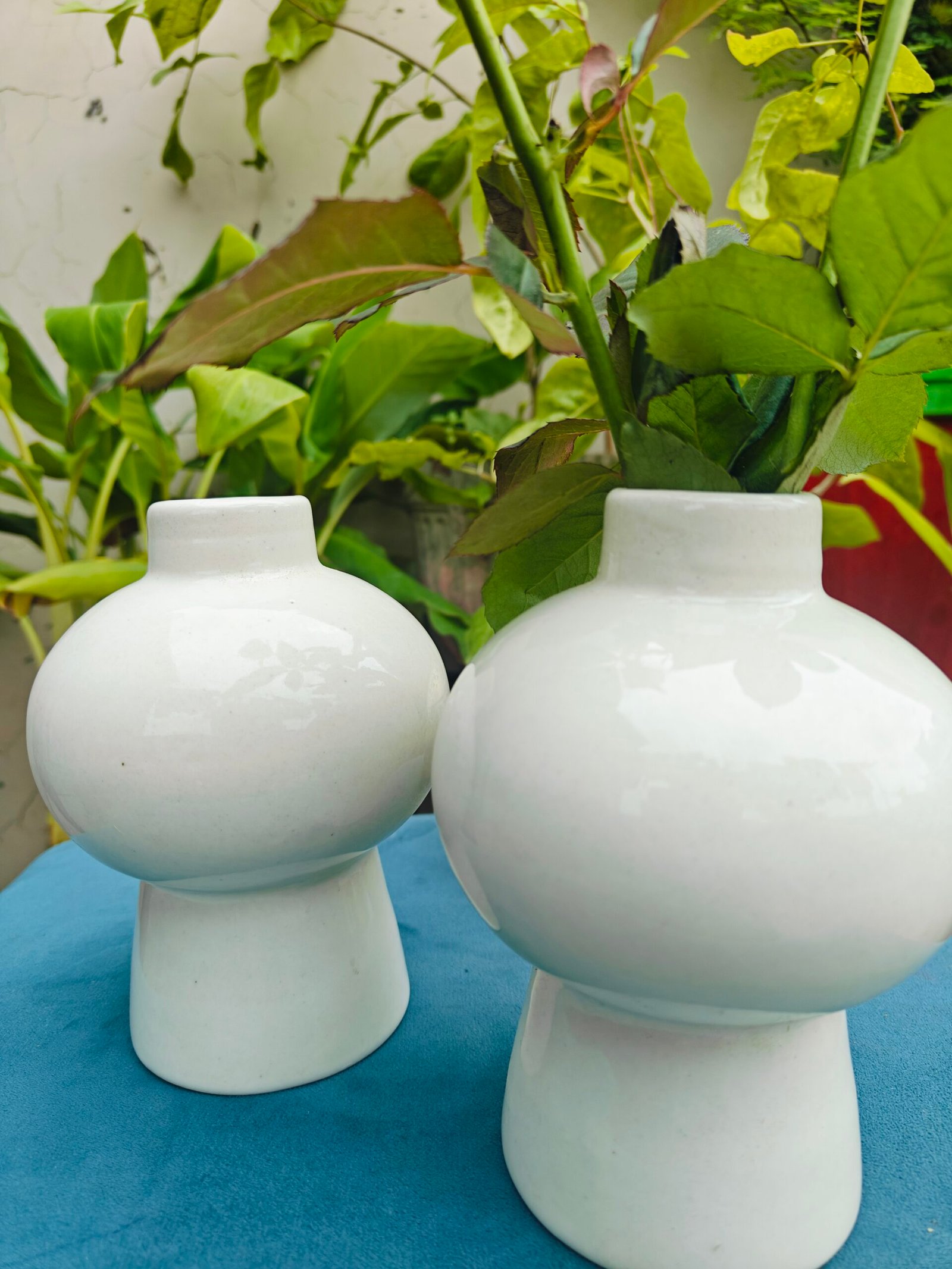 Ceramic Mushroom Vase Set - Glossy White(6")
