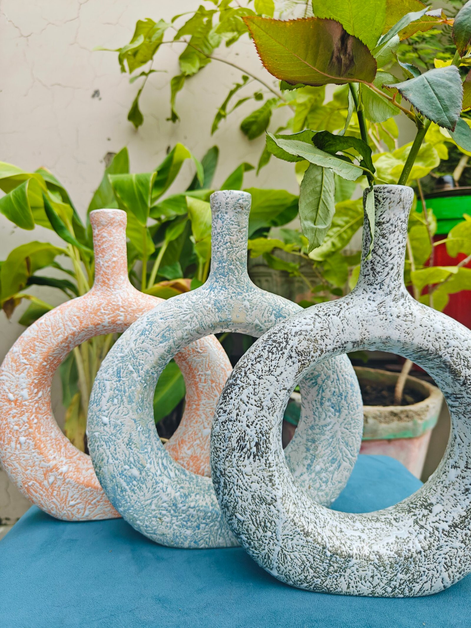 Ceramic Donut Vase Set: set of 3