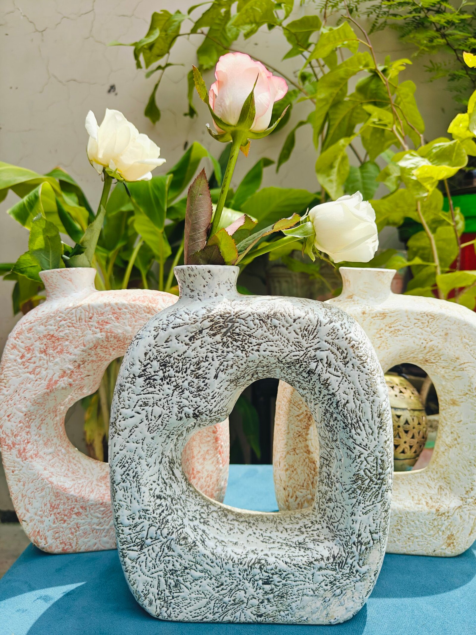 Ceramic Heart Vase Set: set of 3