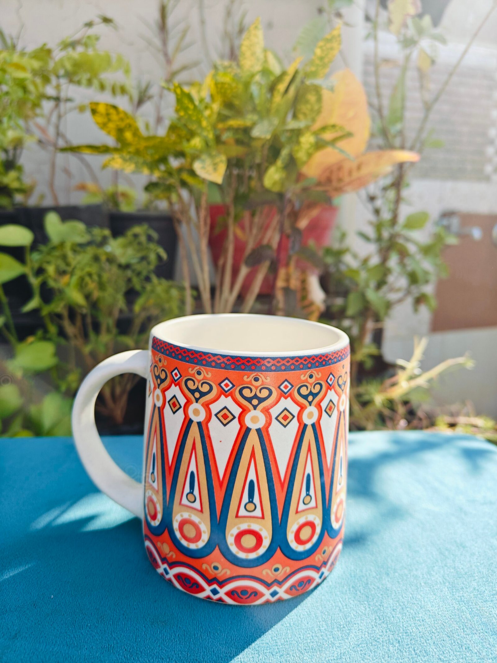 Ceramic Coffee Mug with Royal Red Handprint