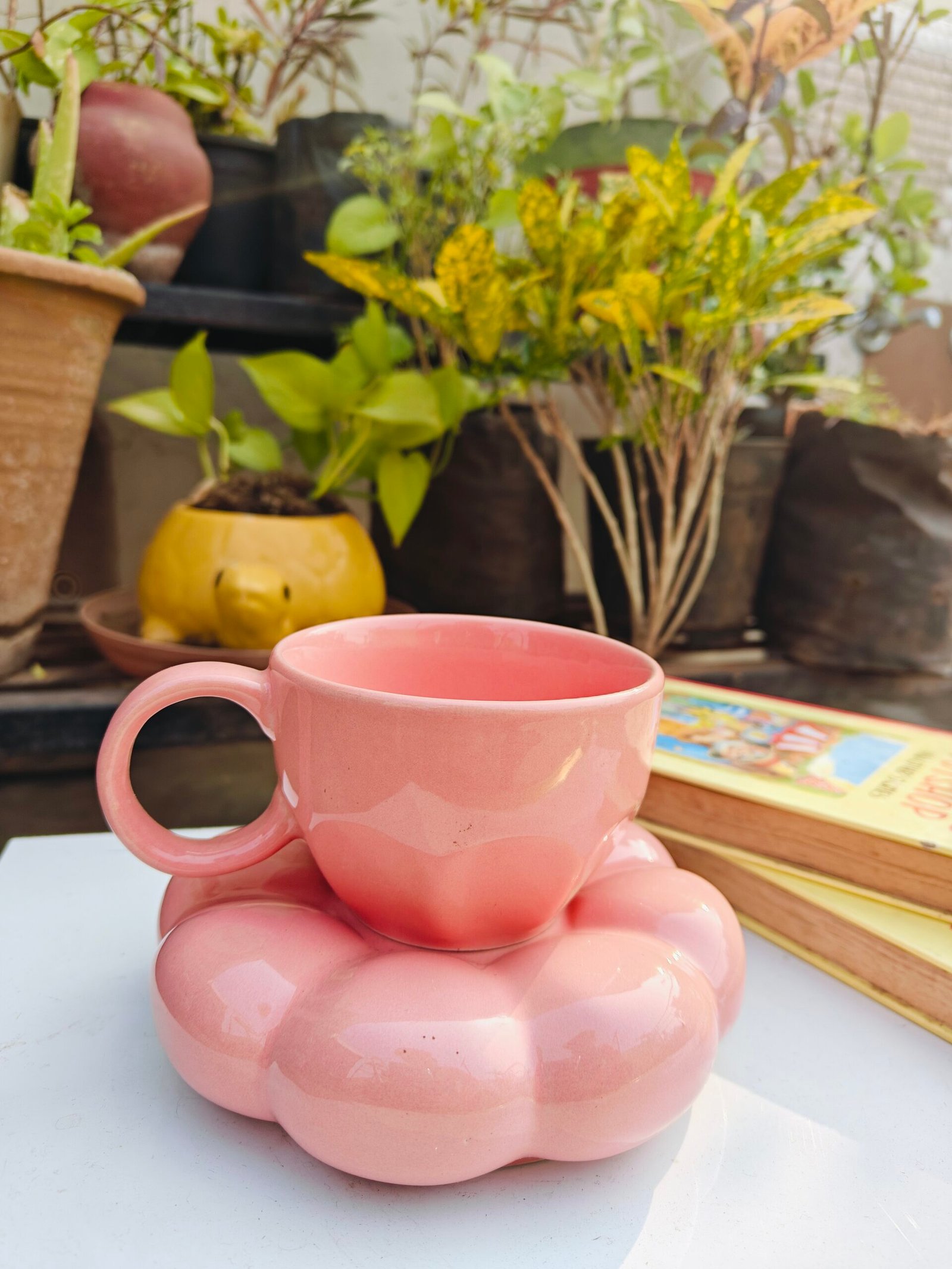 Pink Sunflower Cup with Saucer