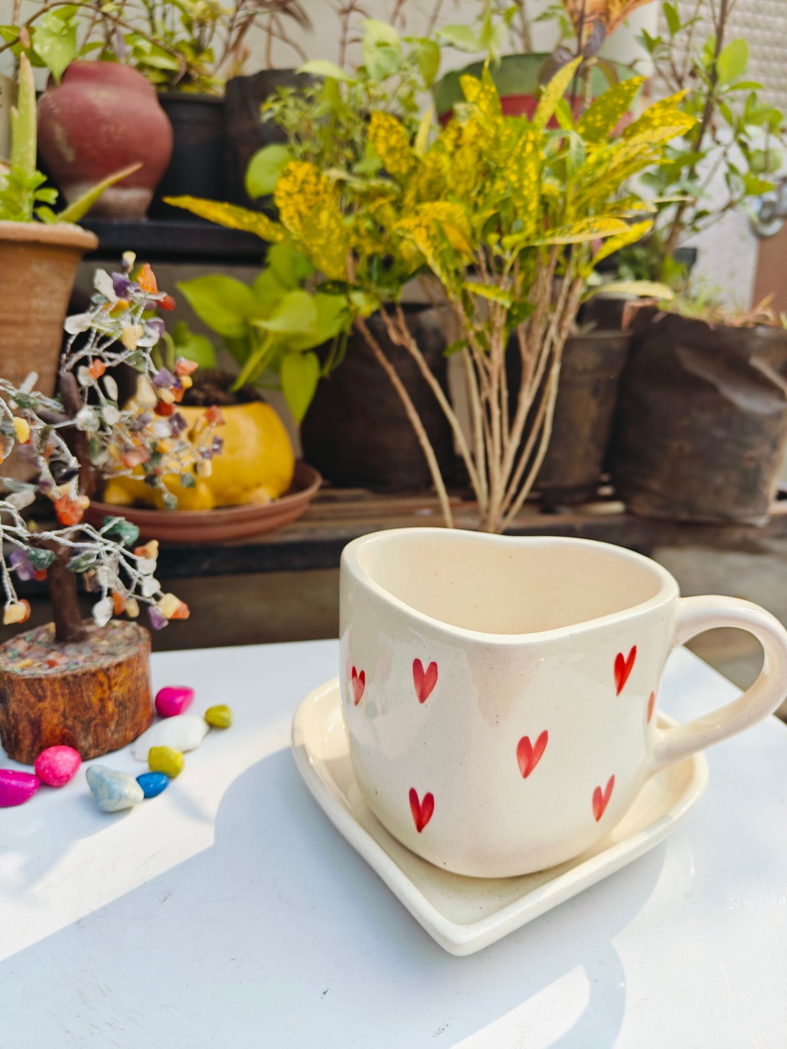 Charming Heart-Shaped Mug and Saucer Set