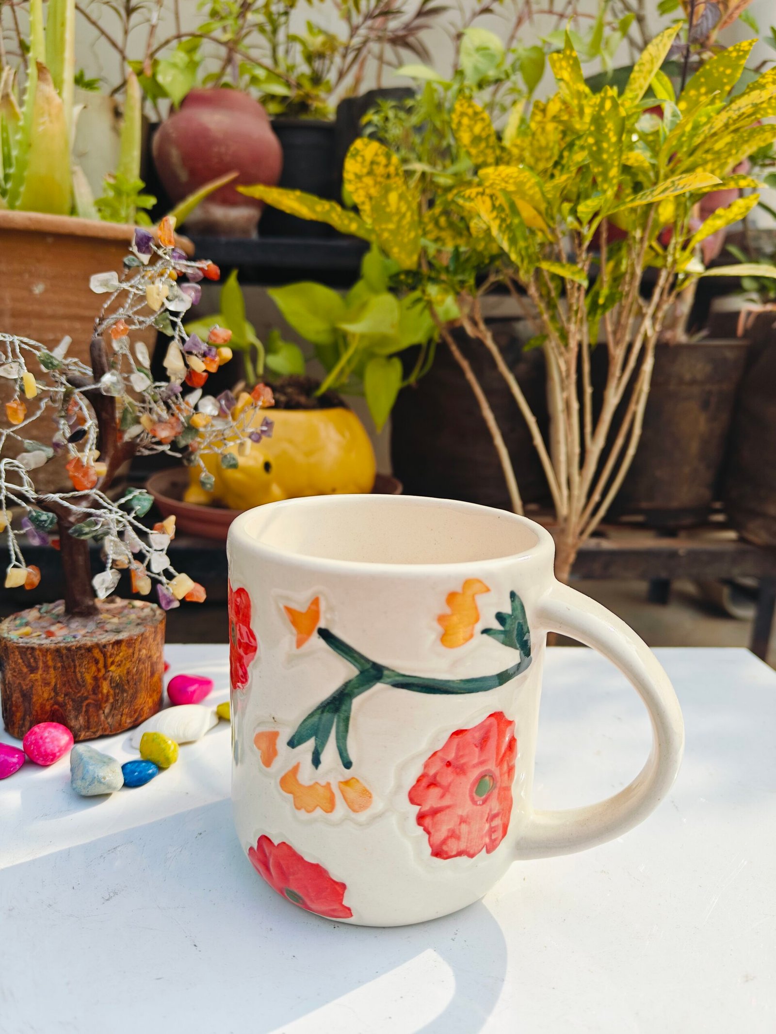 Ceramic Mug with 3D Flower Print