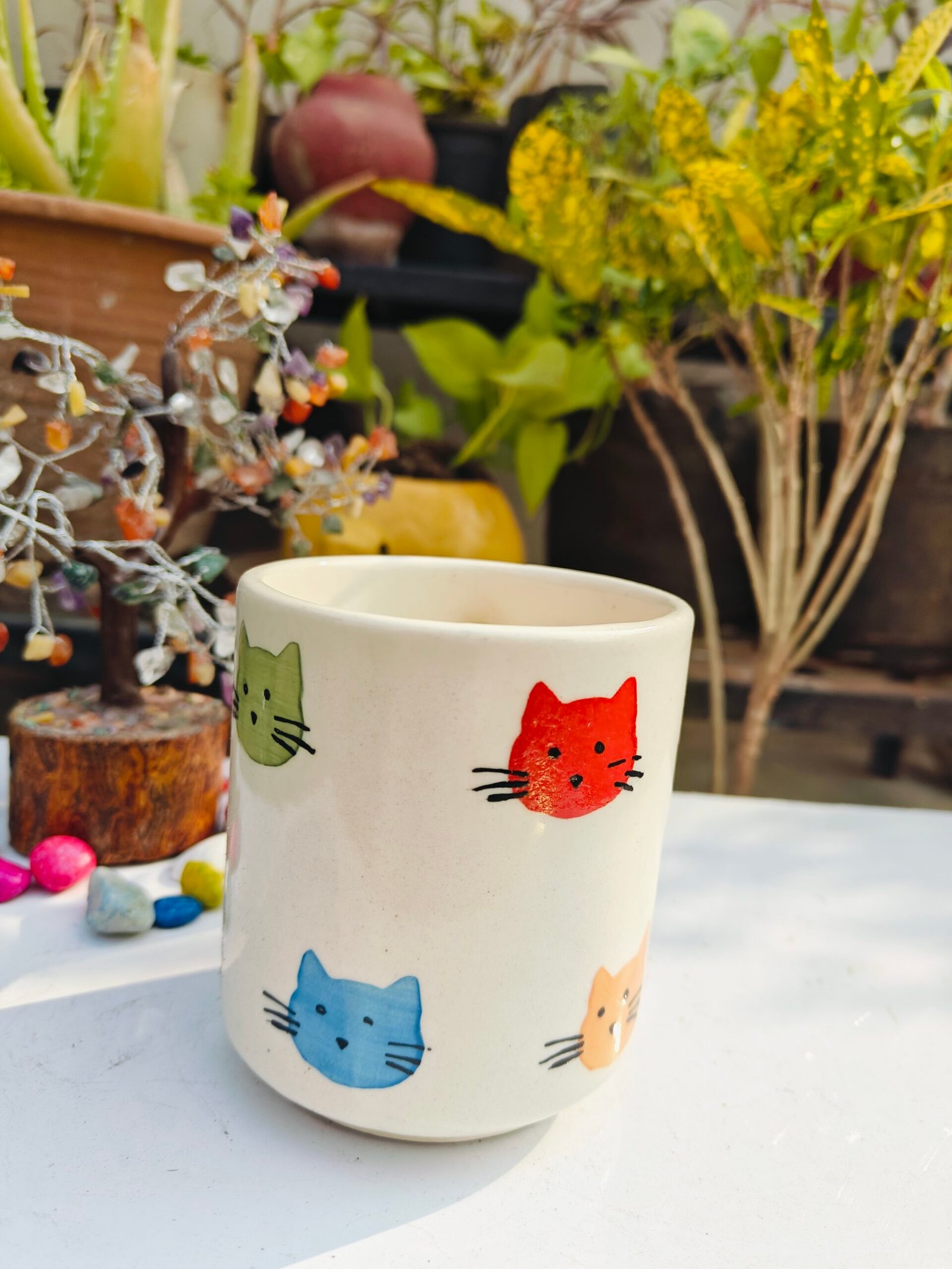 Ceramic Cat Print Mug - 330ml Capacity