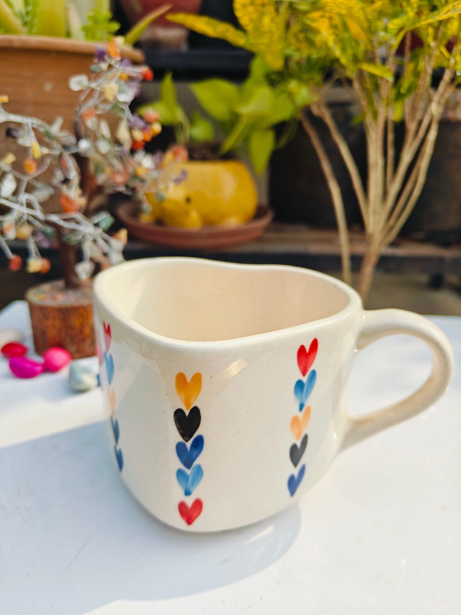 Heart Shape Ceramic Mug with Vibrant Colors